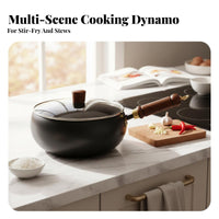 Non-Stick Stir Fry Pan Thickened Structure Flat Bottom Wok Pan Chinese Wok Rapid and Even Heating Rust Protection