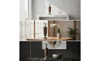 Wood Vase with Metal Base Mixed Material Walnut Wood Vase Modern Vessel for Reception Desk