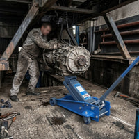 Gearbox Jack with Chain 3-Ton Slim-Profile Gearbox Jack Lift Wheeled Heavy-Duty for Mechanics, Workshop, Garage