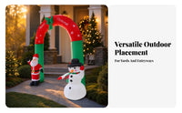 Green Bow Santa Snowman Arch Snowflake Print Christmas Inflatable Arch Outdoor Stable Ground Stakes