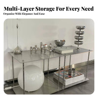 Rust Resistant Bauhaus Design Display Rack Easy Assembly Stainless Steel Shelving Unit Multi-Tier Metal Shelf for Collectors, Living Room, Bedroom, Study, Office