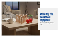 Wooden Bowling Set, Durable Wood Desktop Game, Parent-Child Interactive, Two-Player, Indoor Outdoor Educational Toy