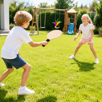 Wooden Badminton Racket for Kids & Adults, Indoor/Outdoor Solid Wood Shuttlecock Paddle for Fitness Training