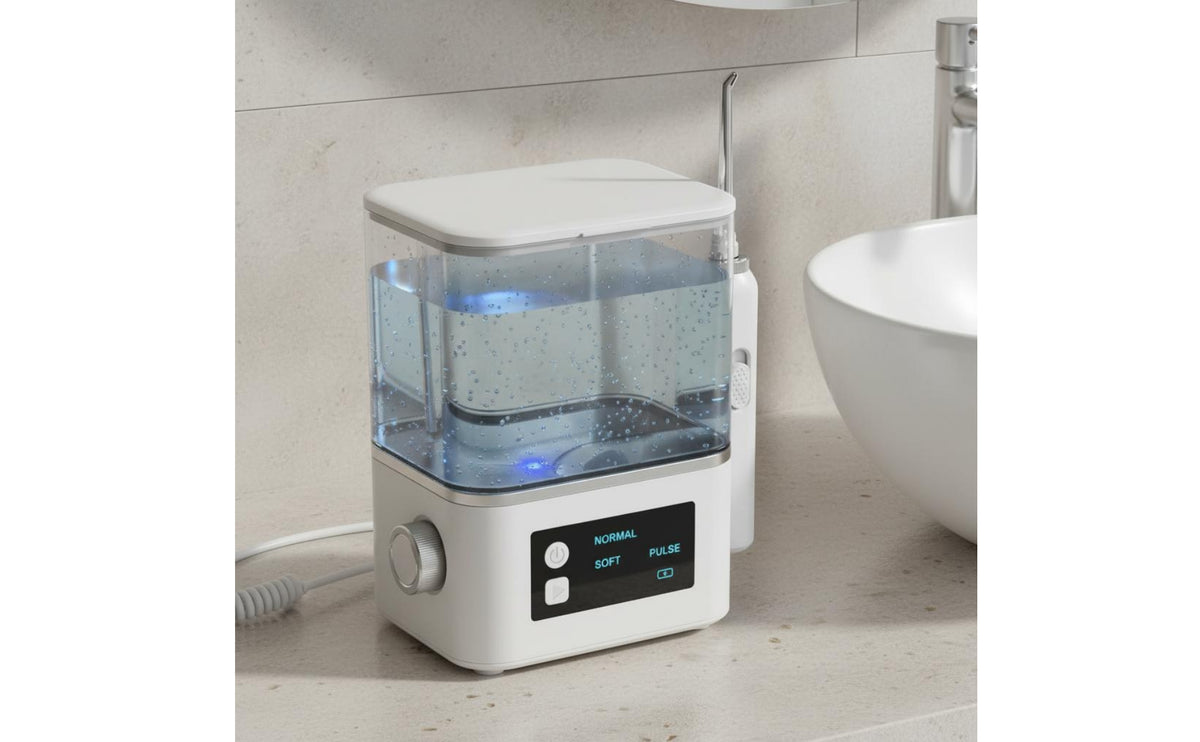 High Pressure Pulsating Stream Oral Irrigator Handle Electric Countertop Oral Water Cleaner 3 Cleaning Modes for People with Tooth Alignment Aids