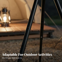 Foldable Tiered Stand with Lantern Hook Collapsible Design Folding Lamp Pole Adjustable Height Portable Table Easy Assembly for Campers, Outdoor Enthusiasts, Picnickers, Picnic, Backyard, Fishing, Hiking