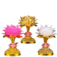 Colorful Lotus LED Electronic Buddha Lamp, Rechargeable, for Home Use