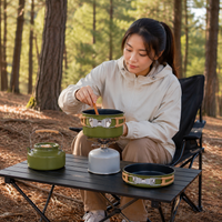 Aluminum Cookware Set, 1100ml, Kettle, Frying Pan, 21.8cm, With Lid, Camping, Cooking Utensils