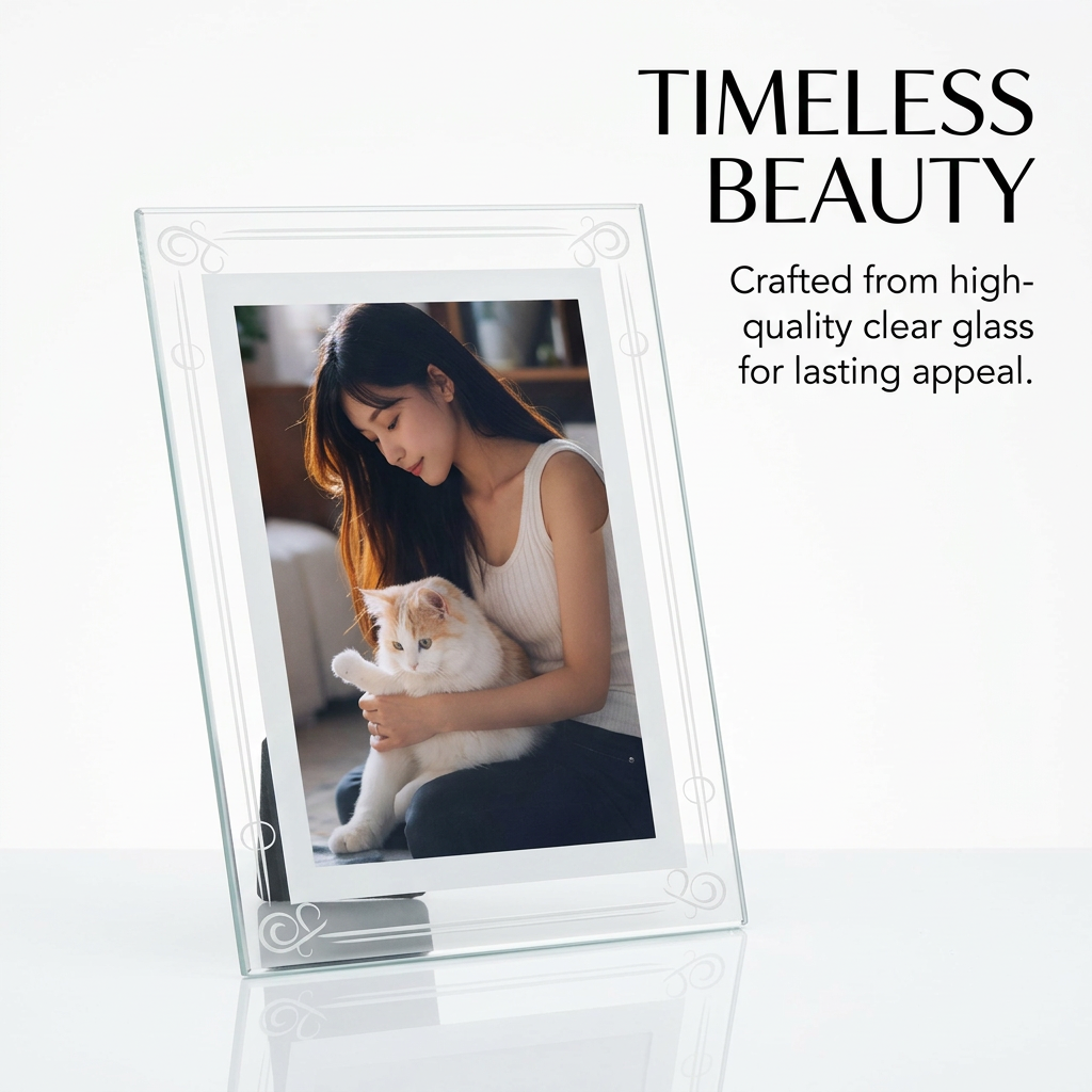 Modern Minimalist Glass Photo Frame, Transparent Glass Picture Frame, Thickened Glass Photo Frame, Living Room Decor Picture Frame