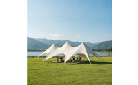 Three-Peak Tent UVF 50+ Outdoor Canopy Tent Protection Outdoor Canopy with Poles for Event Planners, Campers, Weddings, Camping