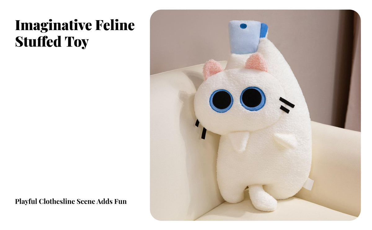 Cat Stuffed Pillow Creative Fastener Design Clothespin Cat Stuffed Ie House Decoration PP Cotton Filled Three-Dimensional Shape