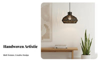 Paper Rope Ceiling Lamp Handwoven Woven Hanging Lampshade Woven Hanging Lamp DIY Rattan Design Lamp Fixture Natural Material