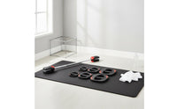 Silver-Colored Standard Barbell and Plates Red Accents Barbell Set Straight Design Weight Bar Large Center Opening