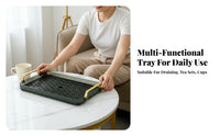 Multi-Purpose Plastic Tea and Cup Holder Tray Easy to Clean Rectangular Coffee Table Tray Elegant Design for Living Room, Kitchen Counter