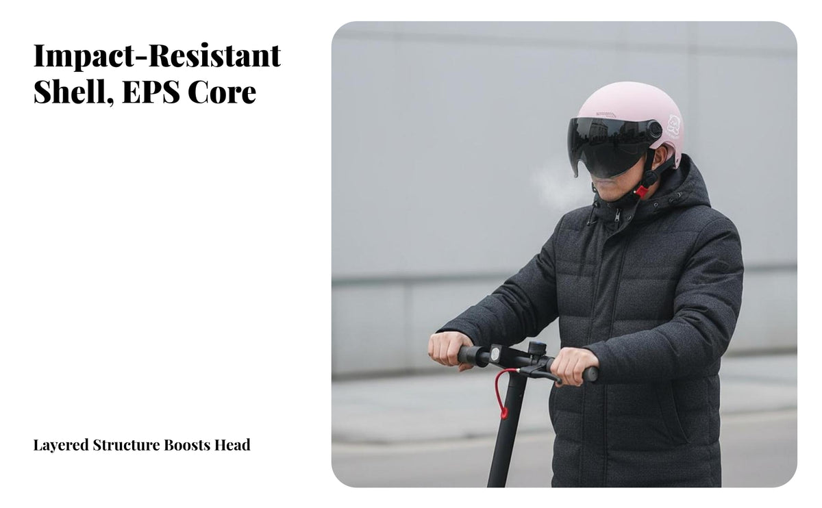Electric Bike Helmet 3C Certified with Visor Four-Season Secure Headwear for Men, Motorcyclists, Commuting, Daily Travel, Outdoor