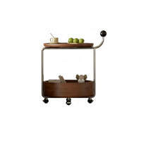 Zen Minimalist stylistic 2-Tier Rolling End Table Mobile with casters Household Furniture Vintage Inspired Serving Trolley Space-Saving Design for Apartment Dwellers, homeowners, Students, Living Room, Small areas, Home Office, Dining Area