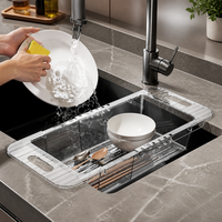 Rectangular Pasta Strainer, Retractable Kitchen Colander 36-46.5cm, Over The Sink Drain Basket for Draining Pasta, Fruits, Vegetables