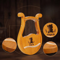 16-String Lyre Portable Lyre Acoustic Musical Instrument for Beginners, Students, Home Practice