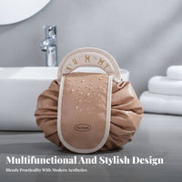 Drawstring Makeup Bag Waterproof Lay Flat Cosmetic Bag Foldable Open Flat Cosmetic Organizer for Women