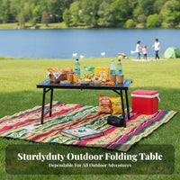 Slatted coilable Table Foldable Design Camping Gear Black Finish Collapsible Surface for outdoor mealkers, Tailgaters, outdoor meals, Beach outings, Backyard