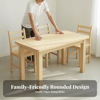 Solid Wood Dining Set Sturdy Construction Minimalist Wooden Dining Furniture Hard-Wearing Rectangular Kitchen Table and Chairs for Homeowners, Home