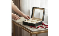 Dustproof Watch Box with Window Padded Watch Case with Glass Lid Rectangular Clear for Enthusiasts