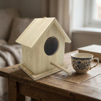 Wooden Birdhouse with Perch, Solid Wood Garden Decor for Outdoor Birds, Hanging Birdhouse with Rope, Mini Birdhouse for Outdoor Garden Refuge