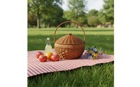 Handmade Imitation Rattan Carrying Basket Handwoven Woven Basket with Lid and Handle Multi-Purpose