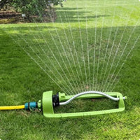 Curved Metal Tube Brass Nozzle Sprinkler Green Base Lawn Sprinkler Hose Connection Outdoor Watering Compact
