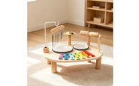 Wooden Drum Set with Mallet Hand Eye Coordination Music Activity Table Fine Motor Foundational Skills Instrument for Infant