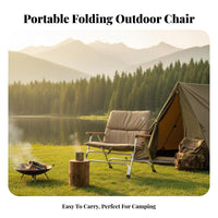 Foldable Design Wide Folding Camp Chair Padded pad Included Camping Equipment Sofatype Comfort Outdoor Furniture Breathable Fabric for Families, Homeowners, outdoor meal, rearyard, Beach, Garden