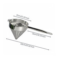 Conical Mesh Strainer Flat Handle Kitchen Utensil Hanging Hole