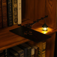 Vintage Bookshelf Lantern Rustic Wall-Mounted Lantern with Bracket Farmhouse Lamp Warm for Book Lovers