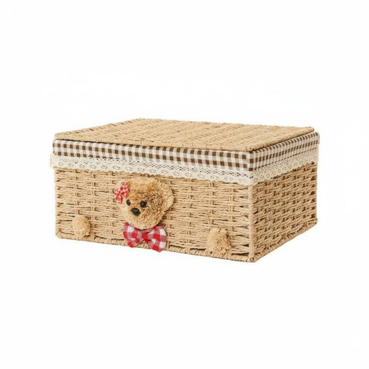 Lidded Wovendesign aesthetic Box With Lid Organizing Basket Stackable for Bedroom, Parents