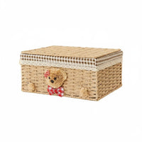 Lidded Wovendesign aesthetic Box With Lid Organizing Basket Stackable for Bedroom, Parents