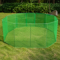Dog Box Puppy Playpen, Foldable Outdoor Enclosure Metal Green Silver, 10 Panels each 50cm, Galvanized Dog Fence for Garden & Apartment