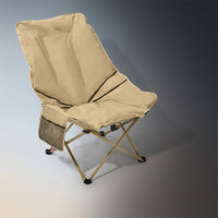 Camping Chair and Folding Chair for Adults, Heavy Duty Carbon Steel Moon Chair with Side Pocket, Padded Folding Camping Chair, Fold up Chair