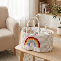 Cotton Rope Basket, Small Storage, Laundry Organizer, With Handles, Kids Room, Toy Storage