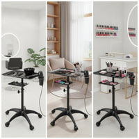 Rolling Salon Tray Rolling Workstation Rolling Tray Movable Furniture for Hairstylists, Nail Technicians, Barbershop, Cosmetics Studio