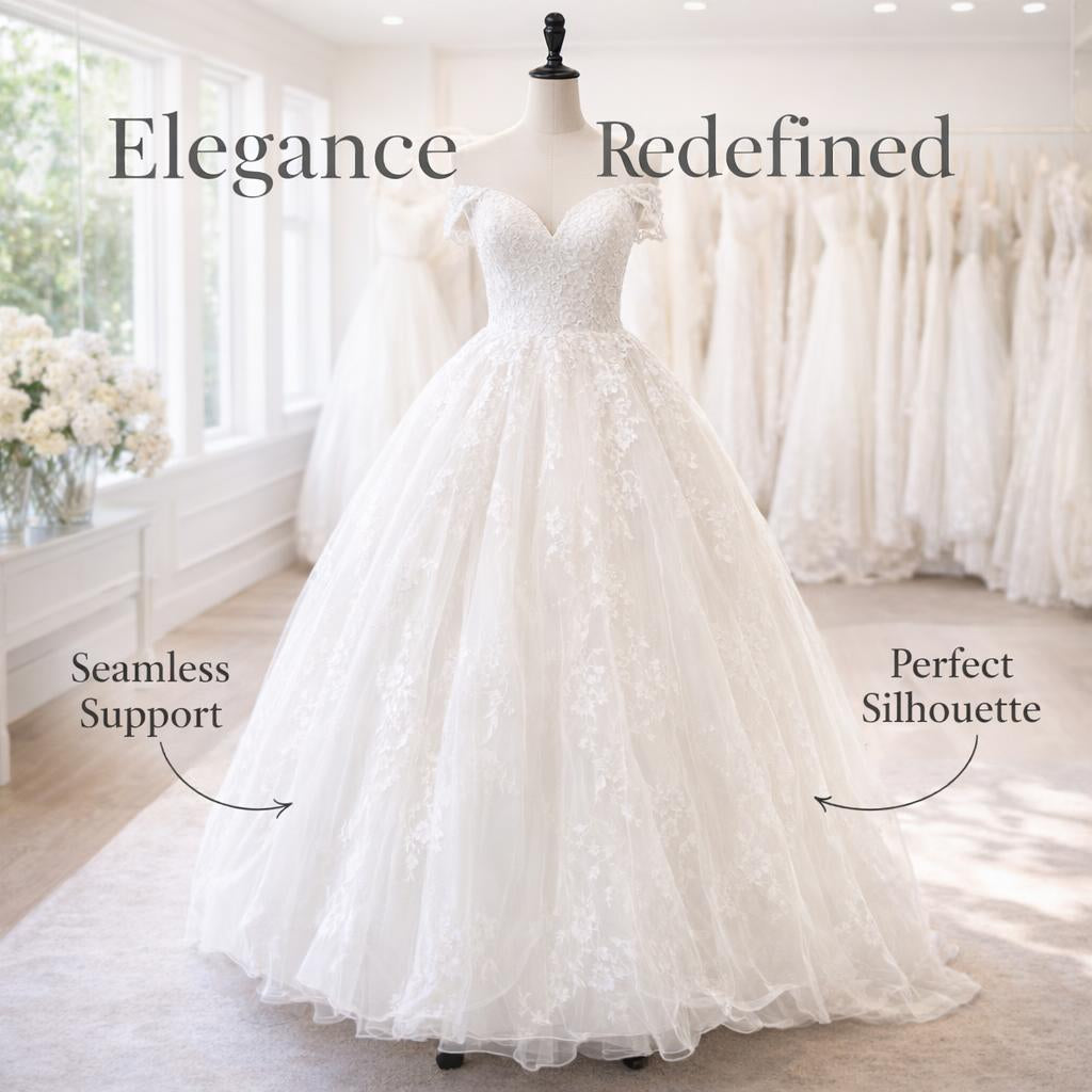 Three Hoop Wedding Dress Underskirt, Ball Gown Wedding Petticoat, Floor Length Underskirt Adjustable Tie, Wedding Petticoat Prom Underskirt