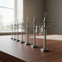 12 Pieces Catenary Mast Electrified Catenary Pole Realistic Railway Pole with Electrified-Wire-Wire Arm for Collectors, Dioramas