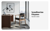 Nordic & aesthetic Wooden Dining Armchair with Padded spine Ergonomic spinerest Upholstered Chair Thick paddings Seating Furniture Curved Armrests for Design aficionados, households, Families, Restaurant, Study Room, Kitchen, perusing reading corner