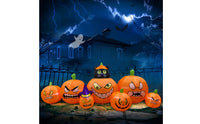 Outdoor Inflatable Pumpkin with Black Cat Long-Lasting Inflatable Black Cat and Pumpkin Decoration Easy to Use Inflate Yard Decoration Lighted for Lawn