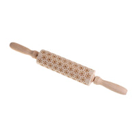 Embossed Wooden Rolling Pin Christmas Themed Baking Tool Deep Engraving Easy-Grip Handles for Bakers, Adults, Holiday Activities