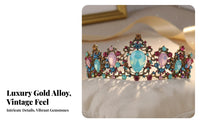 Jeweled Bridal Crown Intricate Metalwork Baroque Bridal Crown Crystal Wedding Tiara Colorful Crystal Headpiece for Weddings
