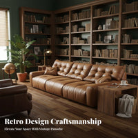 Straight-Line Block Sofa Caramel Color Couch Vintage Inspired Living Room Furniture for Apartment Dwellers, Families, Home leisure Space, Office