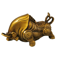 Bull Figurine Bronze-Colored Astrological Ornament Compact Bull Statue for Office Desk