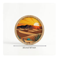 Round Wooden Wall Art Self-Adhesive Wooden Plaque Layered Wood Plaque Flat for Living Room, Bedroom, Entryway