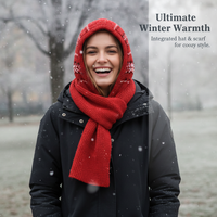 Fair Isle Balaclava Hat for Women, Winter Thickened Knit Scarf and Hat Combo
