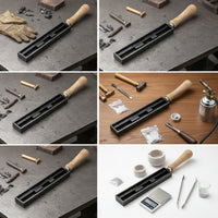Ingot Mold with Wooden Handle Rectangular Metal Ingot Mold Heavy-Duty Compact for Metalsmiths, Jewelry Making, Foundry