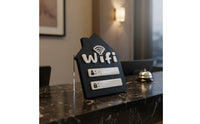 Writable Surface Password Sign Self-Adhesive Wall Mount Plaque Wooden Base Business Signage for Restaurant, Hotel, Cafe, Office